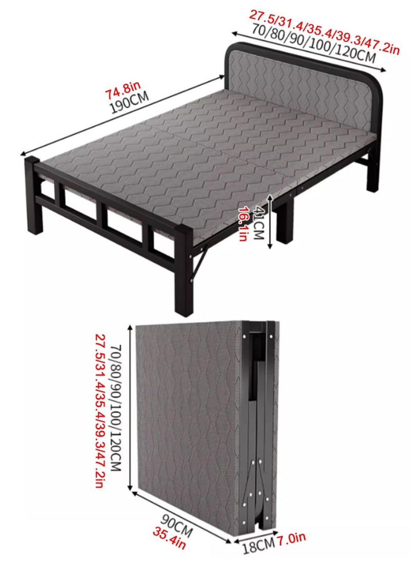 XiuWoo Portable Folding Bed for Adults, 2 Person Folding Bed, Portable Sleeping Cots with Sturdy Carbon Steel Frame for Tent Office Outdoor Travel, Supports 330 lbs,Black,190x90cm  - Image 3