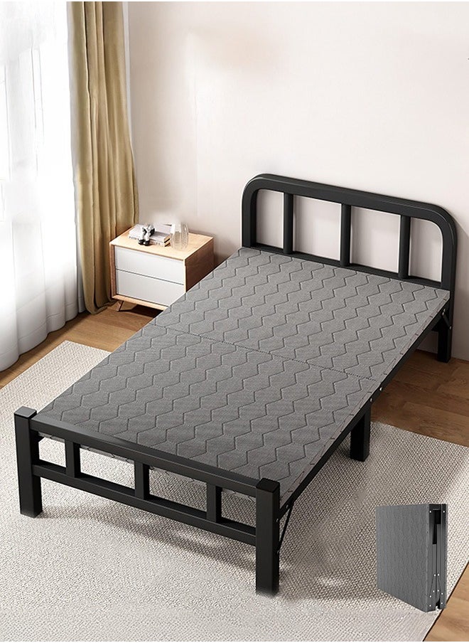 XiuWoo Portable Folding Bed for Adults, 2 Person Folding Bed, Portable Sleeping Cots with Sturdy Carbon Steel Frame for Tent Office Outdoor Travel, Supports 330 lbs,Black,190x90cm  - Image 1