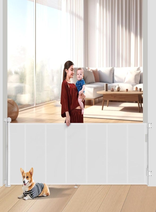 Miumoon 100 inch Retractable Baby Gates 34 inch Tall, Retractable Gate with Reinforced Strip Design to Prevent Crawling Through, 8 FT Extra Wide Retractable Dog Gate for Indoor/Outdoor - Image 1