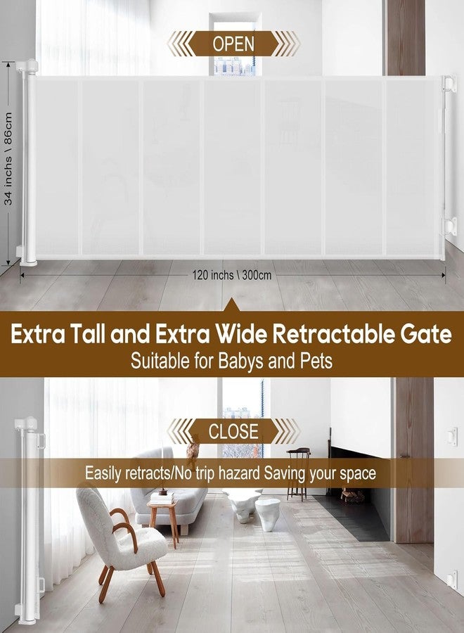 Miumoon 100 inch Retractable Baby Gates 34 inch Tall, Retractable Gate with Reinforced Strip Design to Prevent Crawling Through, 8 FT Extra Wide Retractable Dog Gate for Indoor/Outdoor - Image 4