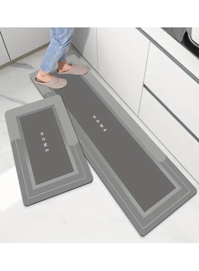 Happy Home 2 Pieces Kitchen Floor Mats, Super Absorbent Bathroom Mat, Washable Kitchen Rug, Diatom Mud Non-Slip Floor Mat for Office, Laundry, Bathroom (Size(40x60)+(40x120)cm) - Image 1