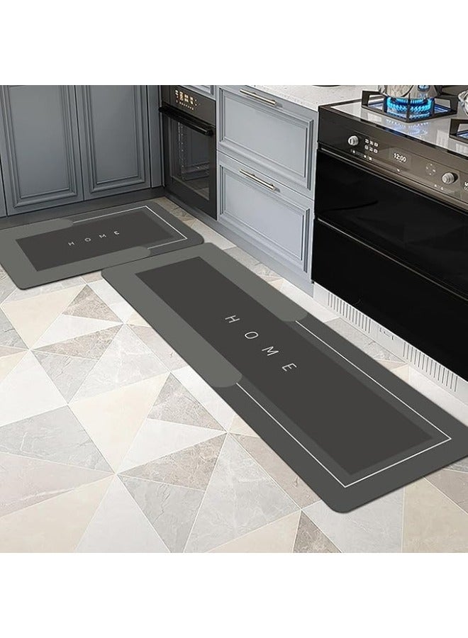 Happy Home 2 Pieces Kitchen Floor Mats, Super Absorbent Bathroom Mat, Washable Kitchen Rug, Diatom Mud Non-Slip Floor Mat for Office, Laundry, Bathroom (Size(40x60)+(40x120)cm) - Image 2