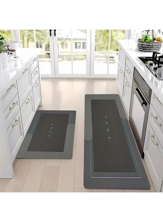 Happy Home 2 Pieces Kitchen Floor Mats, Super Absorbent Bathroom Mat, Washable Kitchen Rug, Diatom Mud Non-Slip Floor Mat for Office, Laundry, Bathroom (Size(40x60)+(40x120)cm) - Image 4