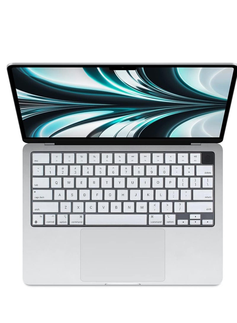 Keyboard Cover Skin for MacBook Air 13.6 inch 15 inch 2023 2022 M2 Chip A2681 A2941 Ultra Thin Keyboard Protector U.S Enter for 2022 2023 MacBook Air 13.6'' 15'' M2 Accessory (White) - Image 2