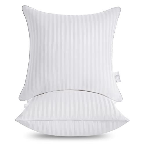 Oubonun 18 x 18 Throw Pillow Inserts, Firm and Fluffy Decorative Square Pillows for Couch Bed Sofa with Soft Cotton Cover White Cushion with Down Alternative Pack of 2 - Image 4