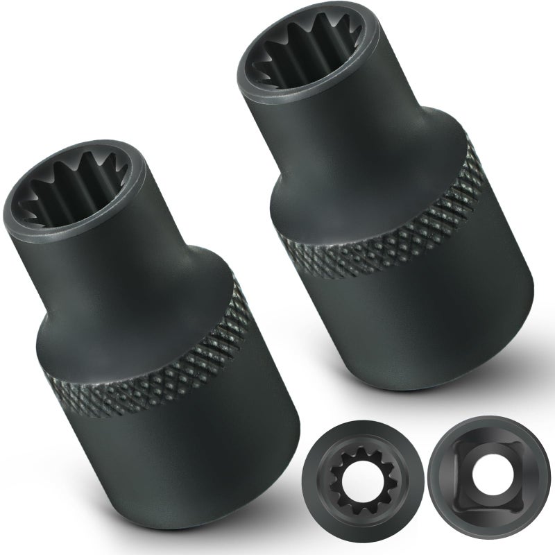Feekoon 2 Pack 3/8" Brake Caliper 11 Point Socket Truck Brake Caliper Socket 3/8" Drive Replacement for European Trucks Compatible with Bendix Adb 22x, Adb 225, Sn6, Sn7, Sk7 Air Disc Calipers - Image 1