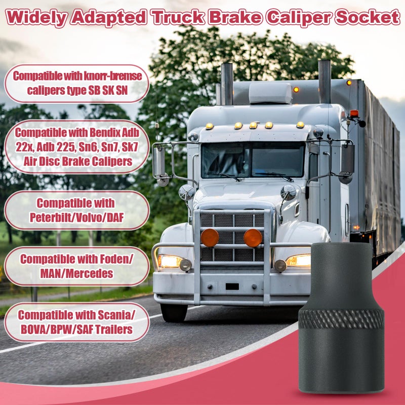 Feekoon 2 Pack 3/8" Brake Caliper 11 Point Socket Truck Brake Caliper Socket 3/8" Drive Replacement for European Trucks Compatible with Bendix Adb 22x, Adb 225, Sn6, Sn7, Sk7 Air Disc Calipers - Image 5