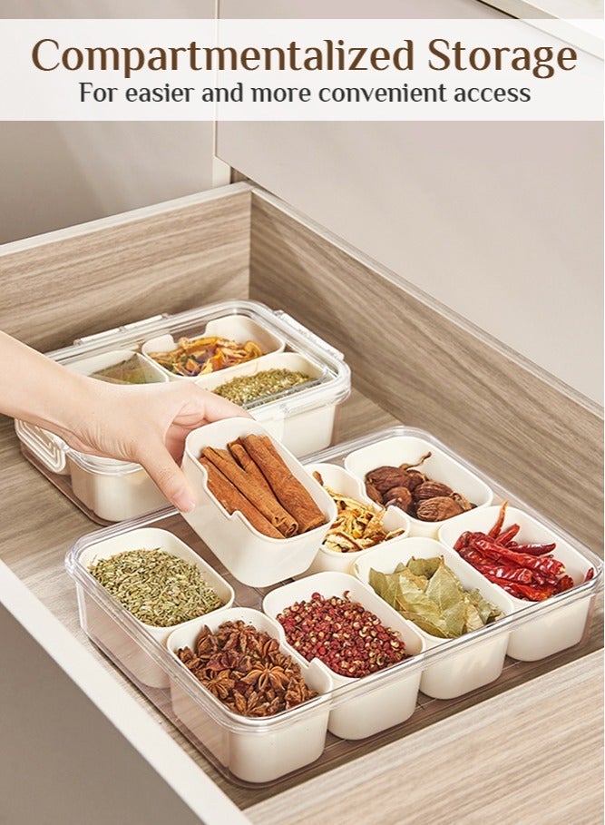 Forthcan Airtight Snack Organizer Box with Lid & Handle, Clear Divided Food Storage Tray for Fruits, Nuts, Candy & Snacks, Portable Travel Container for Kitchen, Picnic, and Parties, 8 Compartments Dishwasher Safe - Image 3