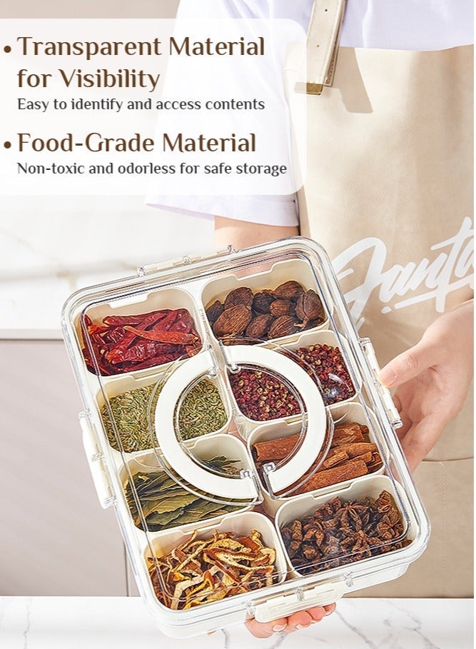Forthcan Airtight Snack Organizer Box with Lid & Handle, Clear Divided Food Storage Tray for Fruits, Nuts, Candy & Snacks, Portable Travel Container for Kitchen, Picnic, and Parties, 8 Compartments Dishwasher Safe - Image 2