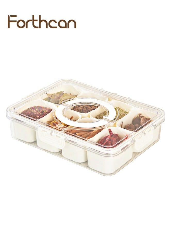 Forthcan Airtight Snack Organizer Box with Lid & Handle, Clear Divided Food Storage Tray for Fruits, Nuts, Candy & Snacks, Portable Travel Container for Kitchen, Picnic, and Parties, 8 Compartments Dishwasher Safe - Image 4