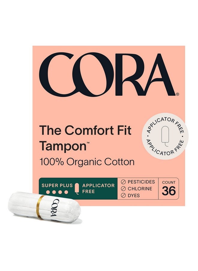 cora 100% Organic Cotton Nonapplicator Tampons | Ultraabsorbent, Unscented, Natural, Nontoxic, Applicator Free | Ecoconscious S/S+ (36 S+ Tampons) - Image 1
