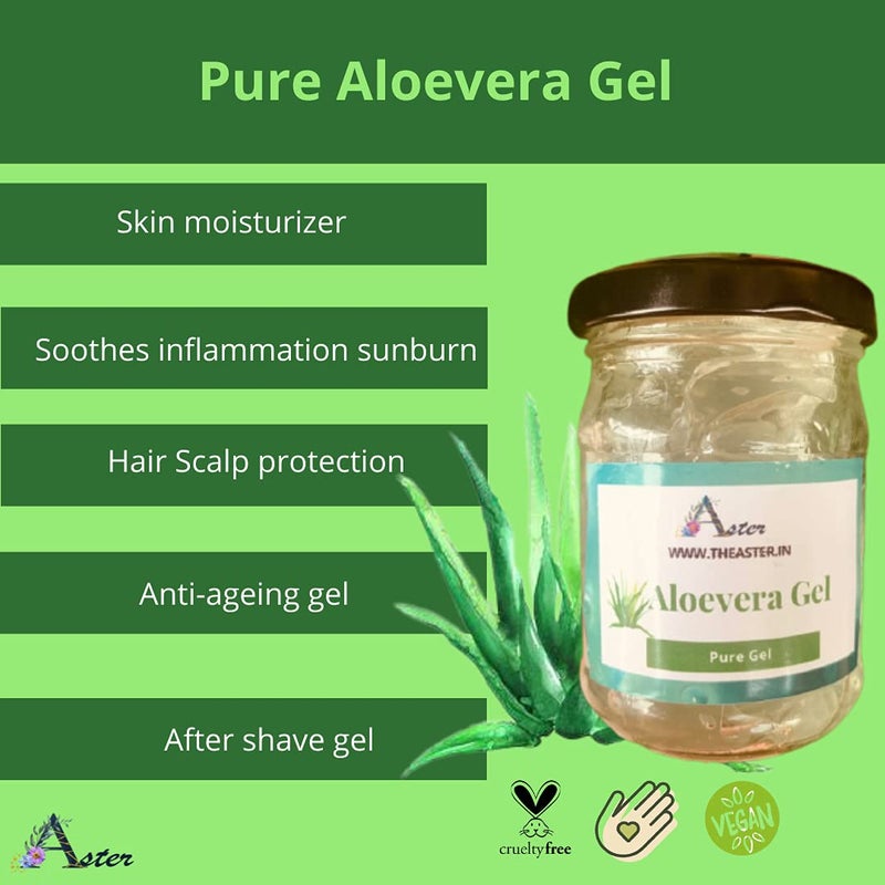 Aster Pure Aloevera Gel100 GMS  100 Pure Natural Gel  Great for Skin Face Acne Scars Hair Moisturizer  Dark Circles  No Parabens and sulphate All skin type - Image 4