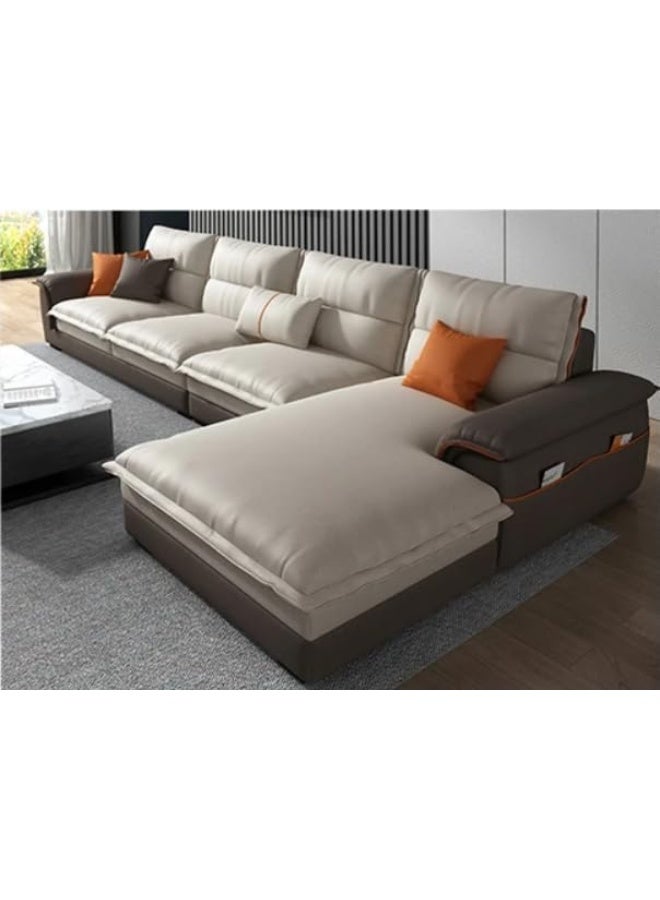 Comfynest Comfynest L Shape Nordic Style Sofa Set With Plush Cushions (Brown+Beige, Left)  - Image 3