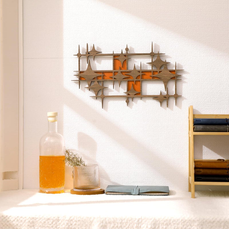 BrightRow Wooden Mid Century Modern Large Starbursts Wall Decor, Retro Starburst Panels Sculpture, 14.96 X 8.82 inch, Abstract Wall Decor Accents for Home Office Living Room - Image 3