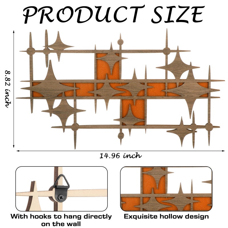 BrightRow Wooden Mid Century Modern Large Starbursts Wall Decor, Retro Starburst Panels Sculpture, 14.96 X 8.82 inch, Abstract Wall Decor Accents for Home Office Living Room - Image 2