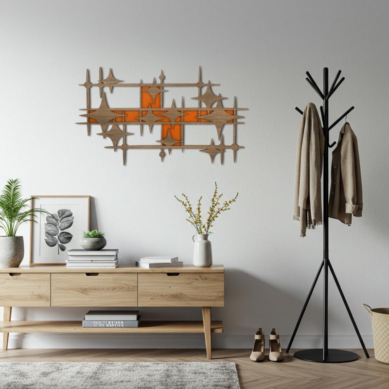 BrightRow Wooden Mid Century Modern Large Starbursts Wall Decor, Retro Starburst Panels Sculpture, 14.96 X 8.82 inch, Abstract Wall Decor Accents for Home Office Living Room - Image 5