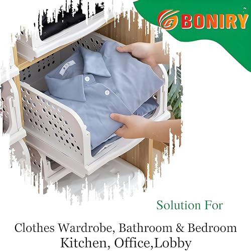 Boniry PACK OF 1 Clothes Organizer For Wardrobe, Versatile Cupboard Organizer for Clothes - Space Saving, Easy to Assemble, Durable Plastic Material, Wardrobe organizer For Home (Light Pink) - Image 2