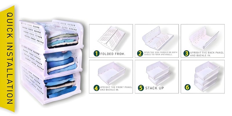 Boniry PACK OF 1 Clothes Organizer For Wardrobe, Versatile Cupboard Organizer for Clothes - Space Saving, Easy to Assemble, Durable Plastic Material, Wardrobe organizer For Home (Light Pink) - Image 4