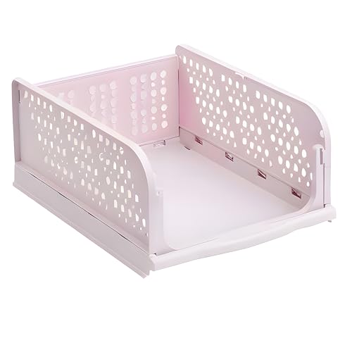 Boniry PACK OF 1 Clothes Organizer For Wardrobe, Versatile Cupboard Organizer for Clothes - Space Saving, Easy to Assemble, Durable Plastic Material, Wardrobe organizer For Home (Light Pink) - Image 1