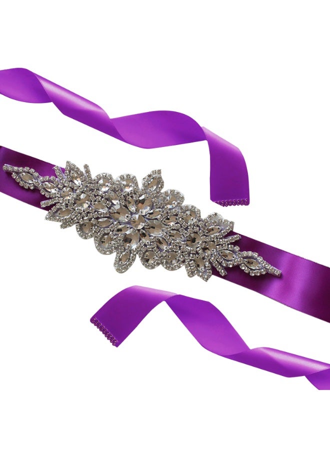 حزام وشاح زهور نسائي للبنات ， لفستان زفاف العروس/فستان زفاف الطفل (أرجواني) - Image 4