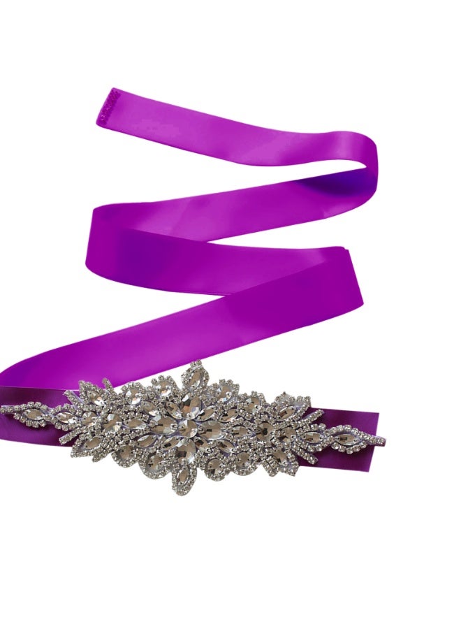 حزام وشاح زهور نسائي للبنات ， لفستان زفاف العروس/فستان زفاف الطفل (أرجواني) - Image 1