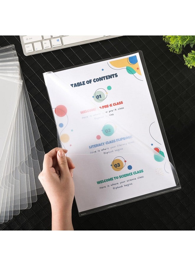 CASAON 12 Pack Clear File Folders A4/Letter Size Transparent Ltype Paper Plastic Sleeves Ideal For School And Office Supplies - Image 3