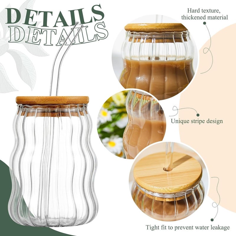 ConvertKitchen Wooden Can Glass with lid and Straw Juice Glass Coffee Tumbler and Sipper Glass for Kids Perfect Cups for Office and Home Enjoyment 2Pcs Set - Image 3