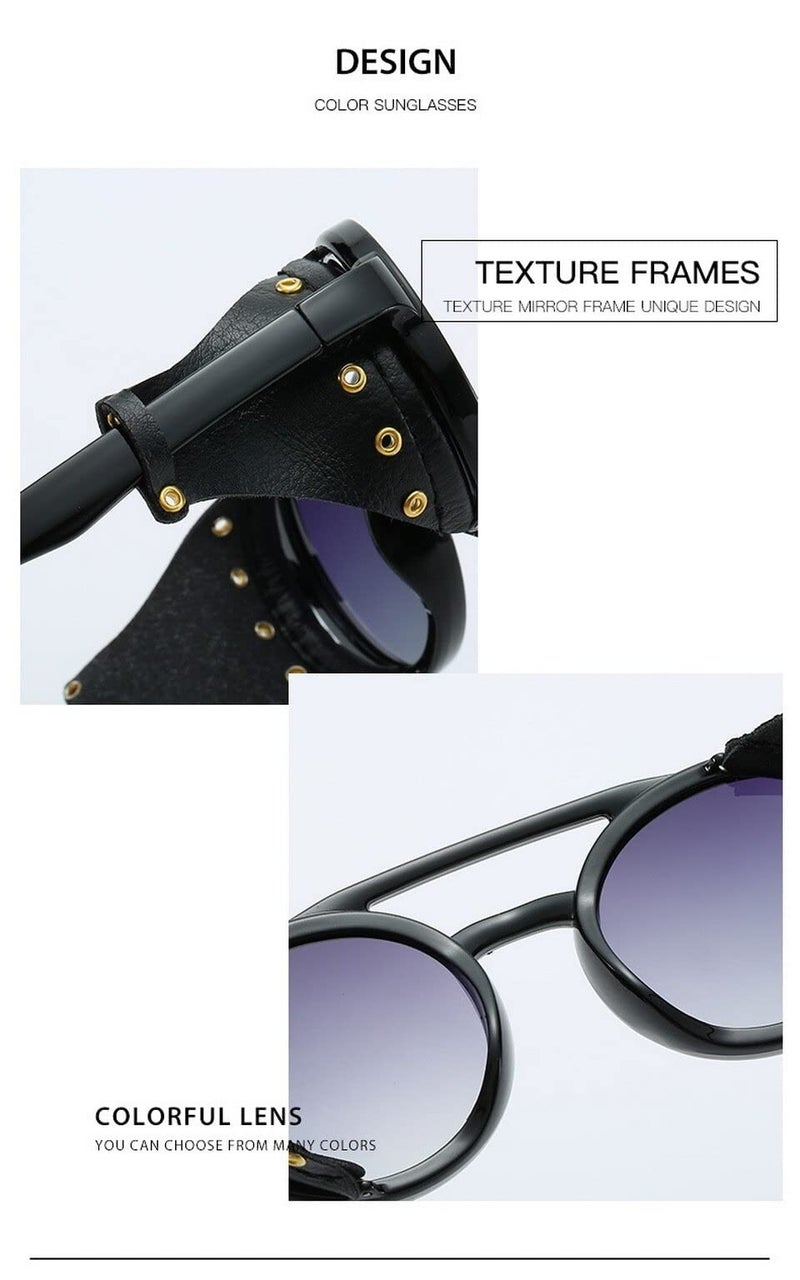 AUGEN by Visions India Retro Vintage Round Flap Unisex Sunglasses (C9) - Image 2
