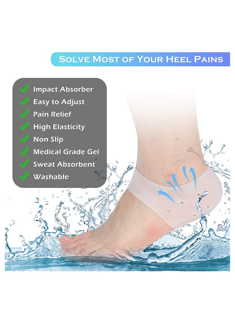 Generic Silicone Gel Heel Pad Socks for Heel Swelling Pain Relief,Dry Hard Cracked Heels Repair Cream Foot Care Ankle Support Cushion - for Men and Women - (Free Size) (1 Pair)  - Image 3