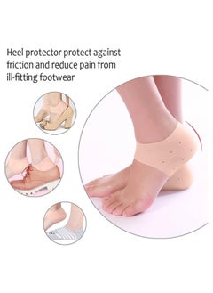 Generic Silicone Gel Heel Pad Socks for Heel Swelling Pain Relief,Dry Hard Cracked Heels Repair Cream Foot Care Ankle Support Cushion - for Men and Women - (Free Size) (1 Pair)  - Image 1