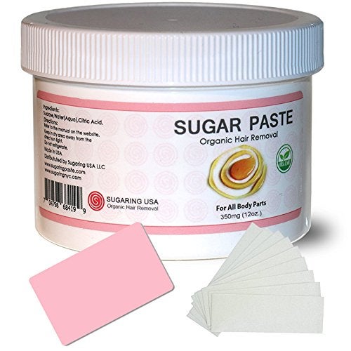 Sugaring NYC Sugaring Paste for Home Use on Bikini Brazilian Legs Waxing 12oz with 8pcs Sugaring Strips  Plastic Applicator