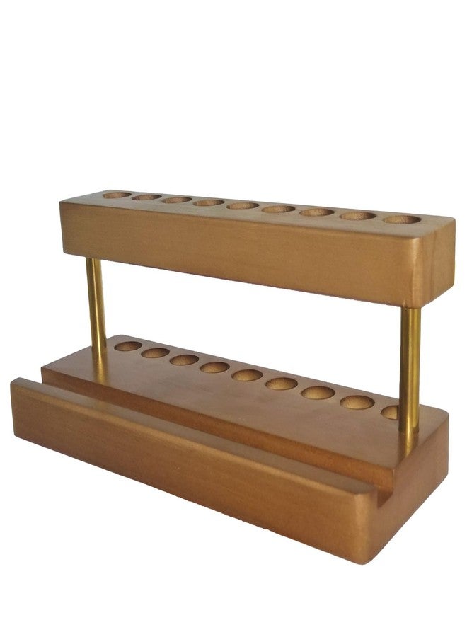 VOVCIG Multifunctional Wood Pen Holder for Desk,Fountain Pen Stand with 9 Slots and Phone Holder,for Office and Home Desk Decor - Image 1