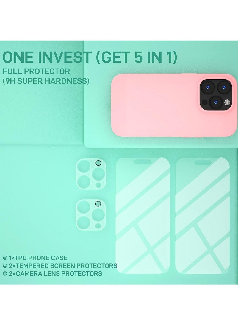 MUNTAQI iPhone 14 Pro Max 6.7 Inch Case with 2-Pack Screen Protector & 2-Pack Camera Lens Protector – Slim Full Coverage, Pink - Image 4