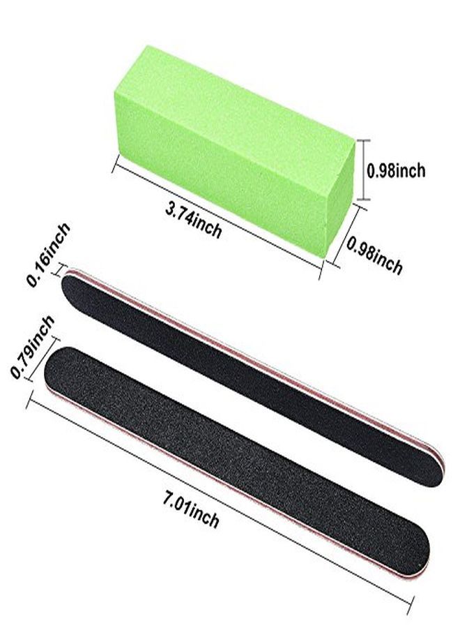 TsMADDTs Es And Buffer, Tsmaddts Professional Manicure Tools Kit Rectangular Art Care Buffer Block Tools 100/180 Grit 12Pcs/Pa(Black) - Image 2