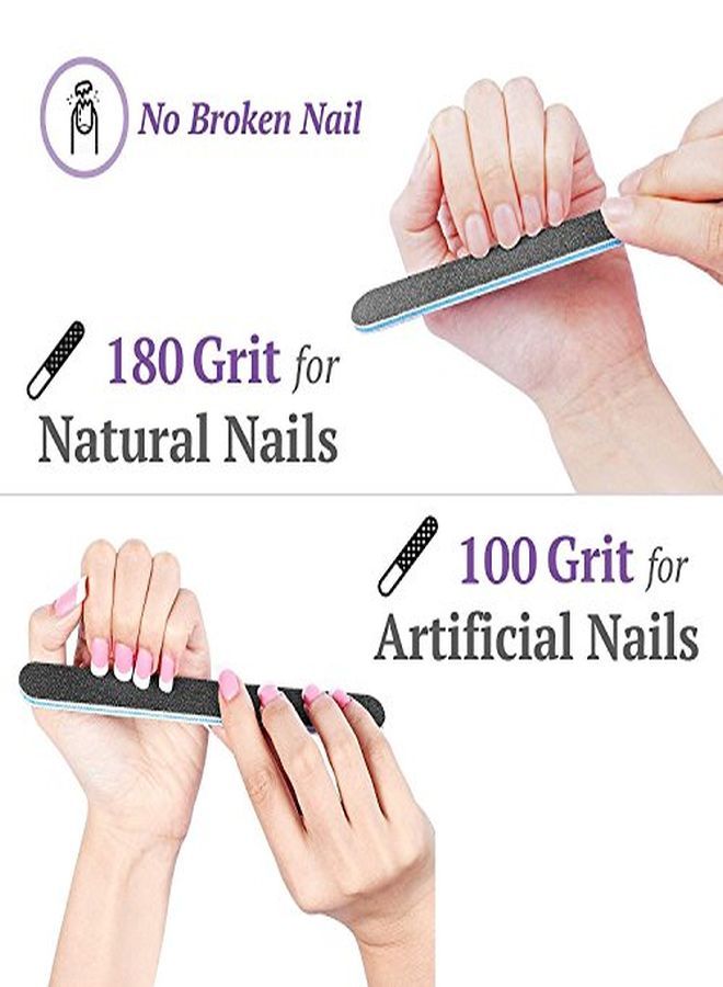 TsMADDTs Es And Buffer, Tsmaddts Professional Manicure Tools Kit Rectangular Art Care Buffer Block Tools 100/180 Grit 12Pcs/Pa(Black) - Image 5
