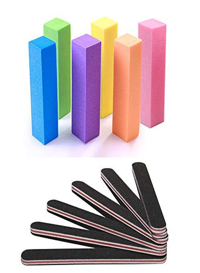 TsMADDTs Es And Buffer, Tsmaddts Professional Manicure Tools Kit Rectangular Art Care Buffer Block Tools 100/180 Grit 12Pcs/Pa(Black) - Image 1