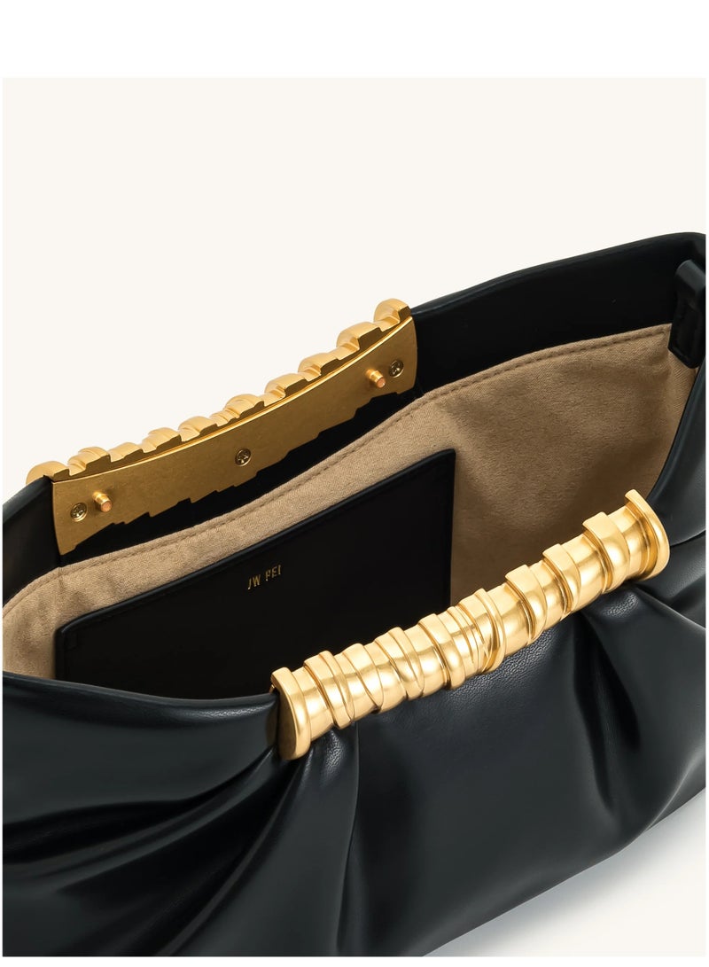 Leia Pleated Clutch - Black - Image 4