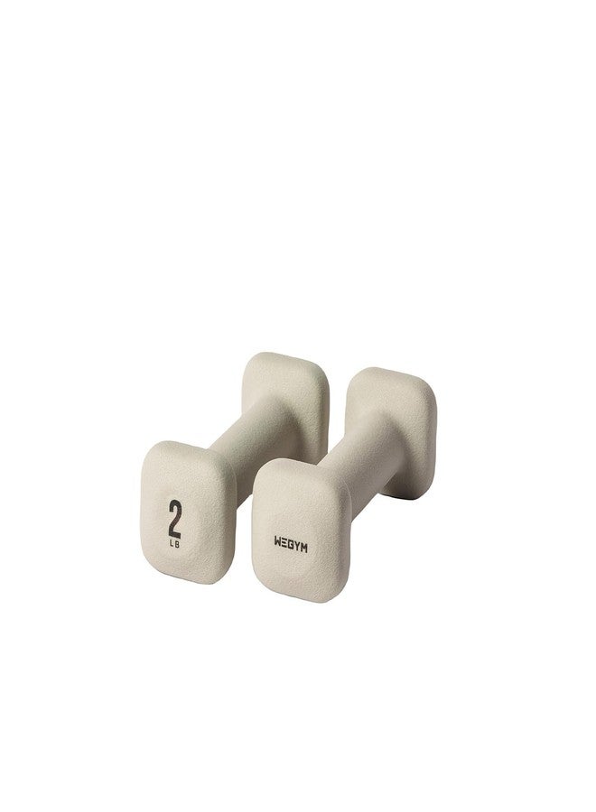 WeGym SafeGrip Square Dumbbells with Anti Slip Handles, Aesthetic Free Weights for Home Workouts, Stable Design Prevents Rolling during Floor Exercises (2LB, Pair Sandstone) - Image 1