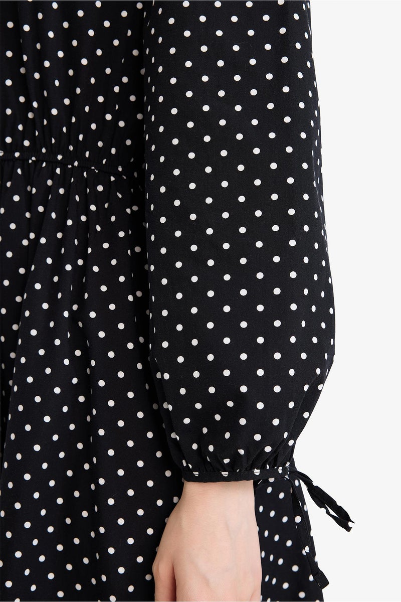 ديفاكتو فستان بوبلين كم طويل بطبعة - Image 5