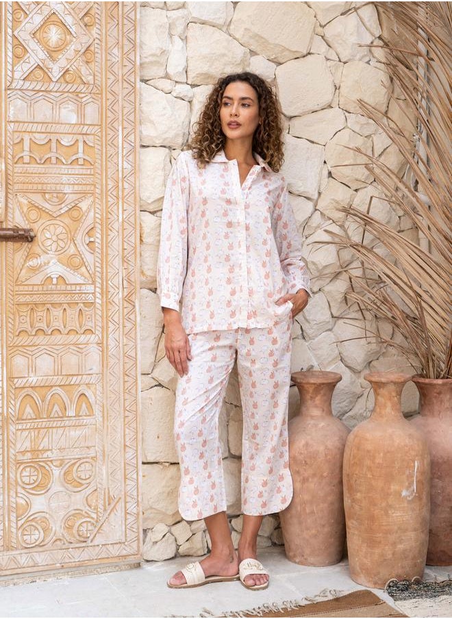 sanskrutihomes All-Over Print Buttoned Shirt and Pyjama Set by Styli  - Image 2