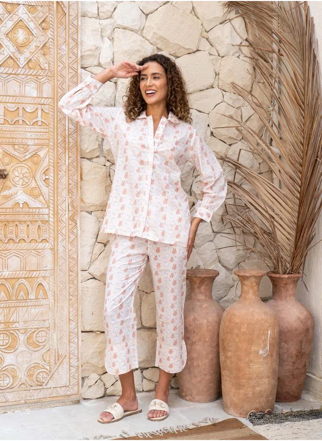 sanskrutihomes All-Over Print Buttoned Shirt and Pyjama Set by Styli