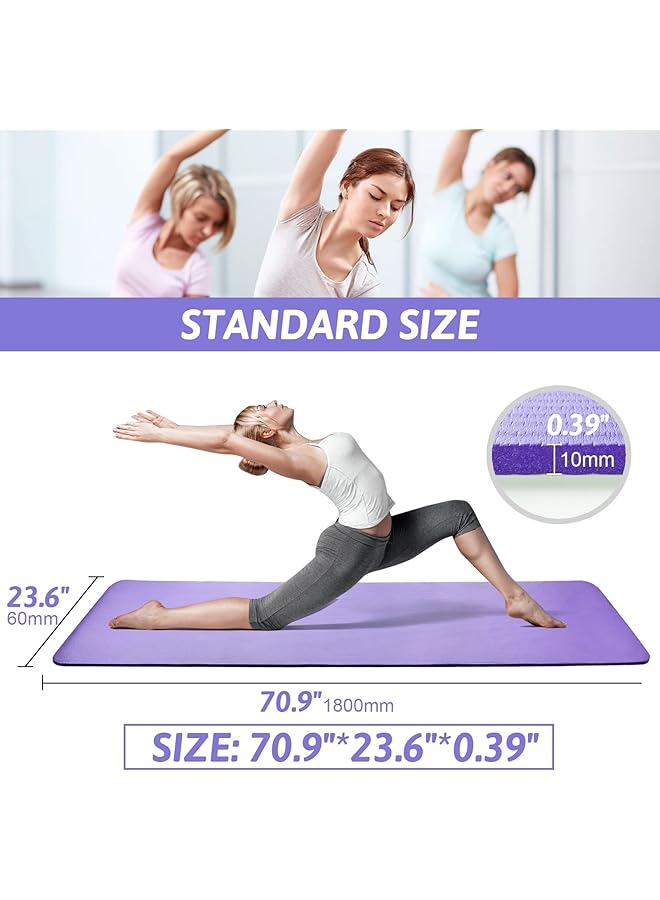 SKY-TOUCH Yoga Mat Non Slip Yoga Mat With Strap Included 10Mm Thick Exercise Mat Ideal For Hiit Pilates Yoga And Many Other Home Workouts - Image 3