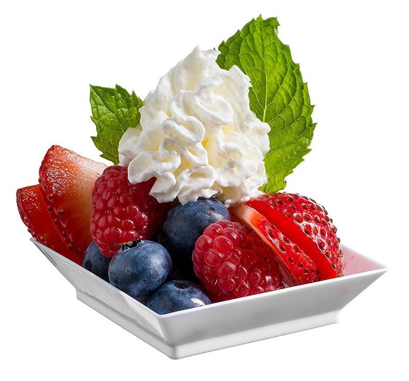 zappy Square 100 ct Mini 25 x 25 Mini Appetizer Dessert Plates  Disposable Hard Plastic Petite Tasting Sample Dessert Plates White