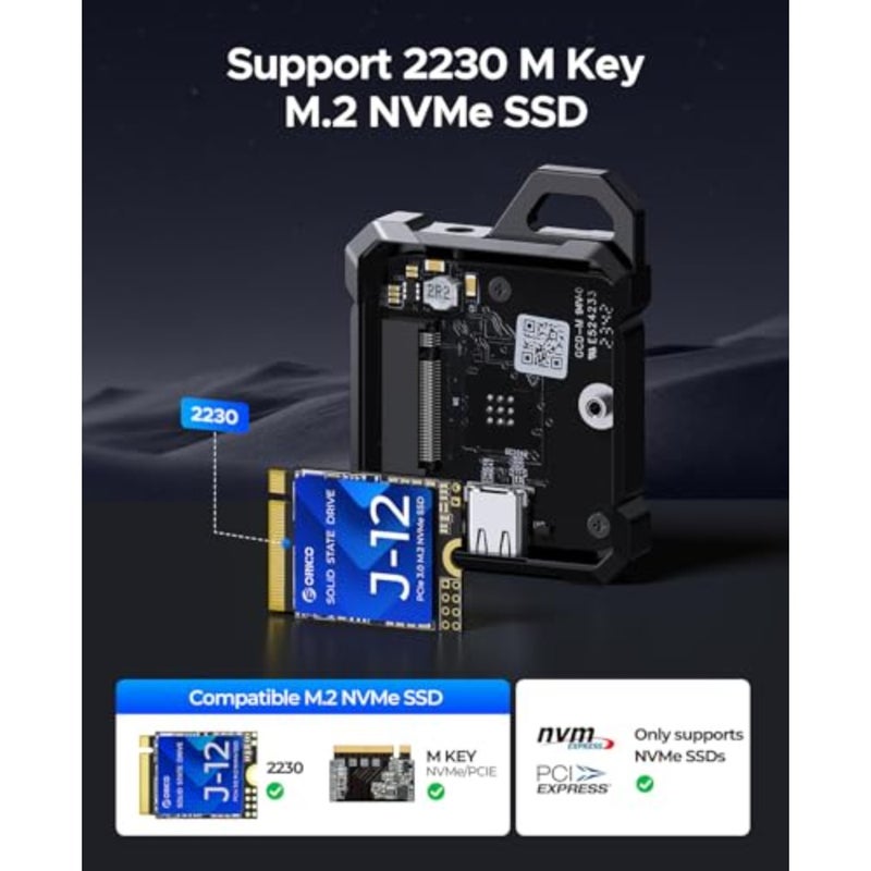 حافظة معدنية كاملة M.2 NVMe 2230 SSD، USB C 3.2 Gen2 Type-C 10 جيجابت في الثانية إلى NVMe PCIe، متوافقة مع iPhone 17/16/15 Pro/Pro Max 4K ProRes Recording - XAM2 - Image 5
