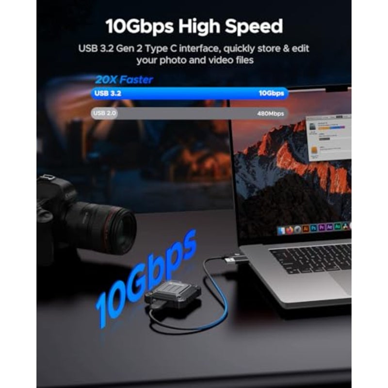 حافظة معدنية كاملة M.2 NVMe 2230 SSD، USB C 3.2 Gen2 Type-C 10 جيجابت في الثانية إلى NVMe PCIe، متوافقة مع iPhone 17/16/15 Pro/Pro Max 4K ProRes Recording - XAM2 - Image 4