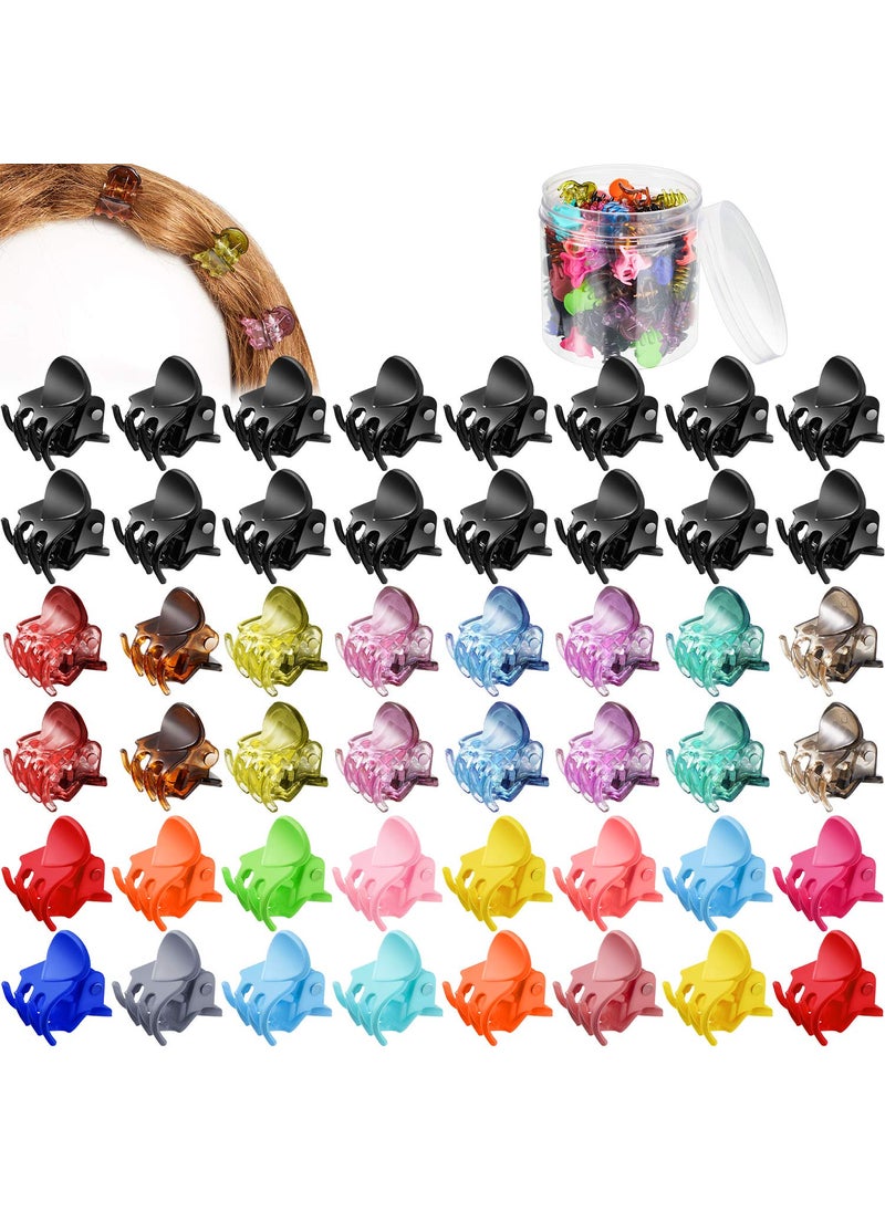 WILLBOND WILLBOND 100 Pieces Mini Hair Claw Clip Plastic Small Colorful Hair Clamps Clips Tiny Noslip Jaw Hair Clip with Box Container for Women Friends Styling Hair AccessoriesMixed Colors 