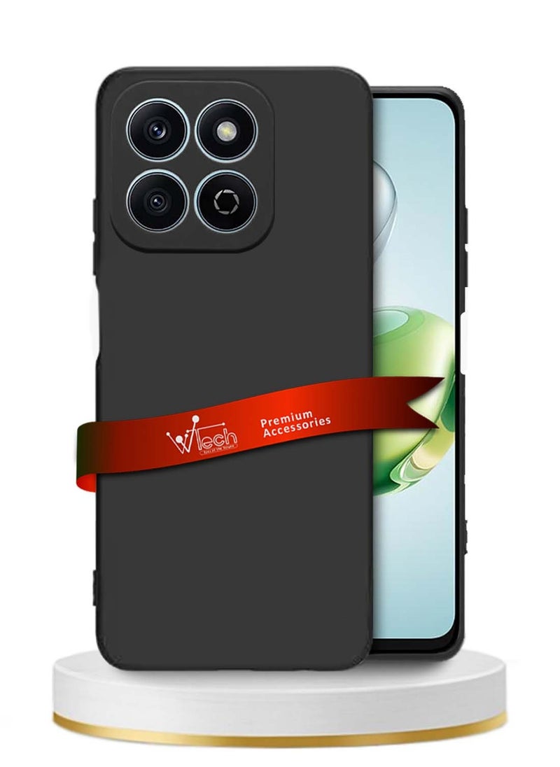 Wtech Honor X7c 4G 2024 Premium Soft Liquid Silicone Case Cover - Black  - Image 1