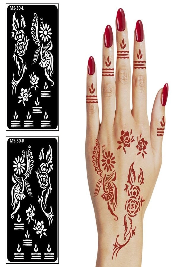 Komstec Rose Feather and Flower Design Mehndi Stencil Set for Hands - Image 5