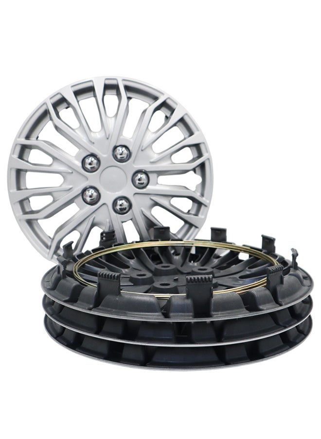 EMTC Pack of 4 EM-3141 Taiwan Wheel Cover | 17" Inch | Silver Universal Nested Style  - Image 4
