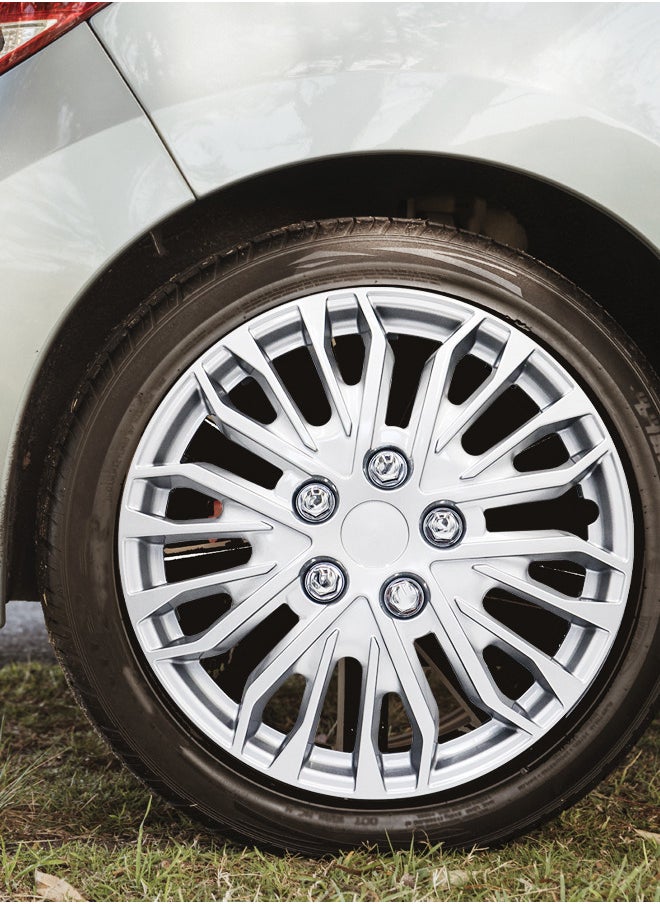 EMTC Pack of 4 EM-3141 Taiwan Wheel Cover | 17" Inch | Silver Universal Nested Style  - Image 3